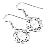Synthetic Opal Celtic Knot Silver Earrings - e384